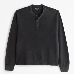 Abercrombie & Fitch Black Cropped Henley Long Sleeve